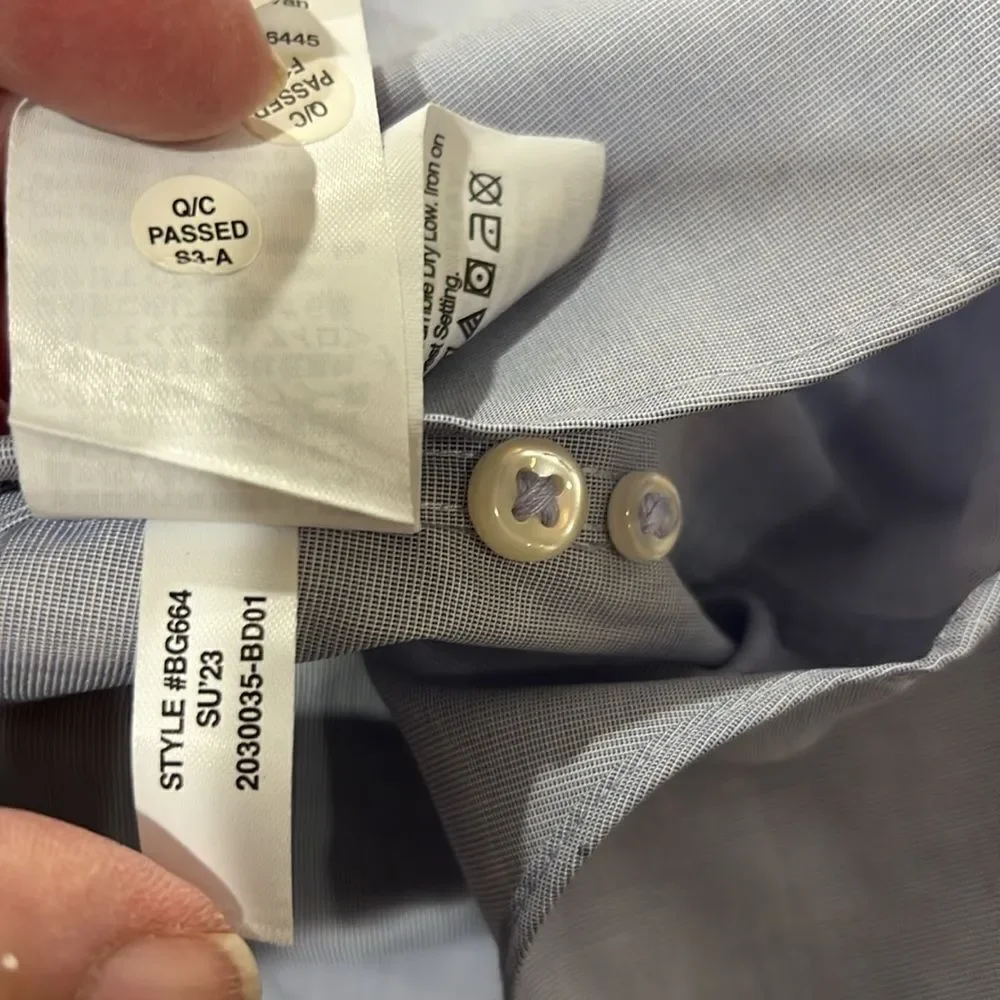 j. crew bg664 Blue Slim Bowery wrinkle-free dress shirt with button-down collar